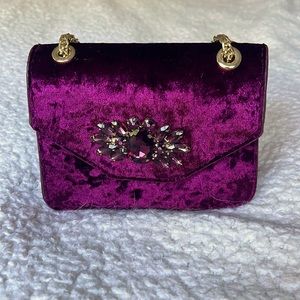 Velvet small cross body with jeweled front